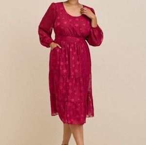 Torrid Midi Clip Dot Star Tiered Dress